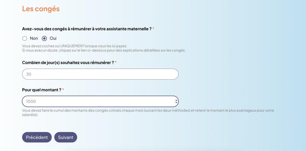 Exemple 1 de déclaration des congés payés