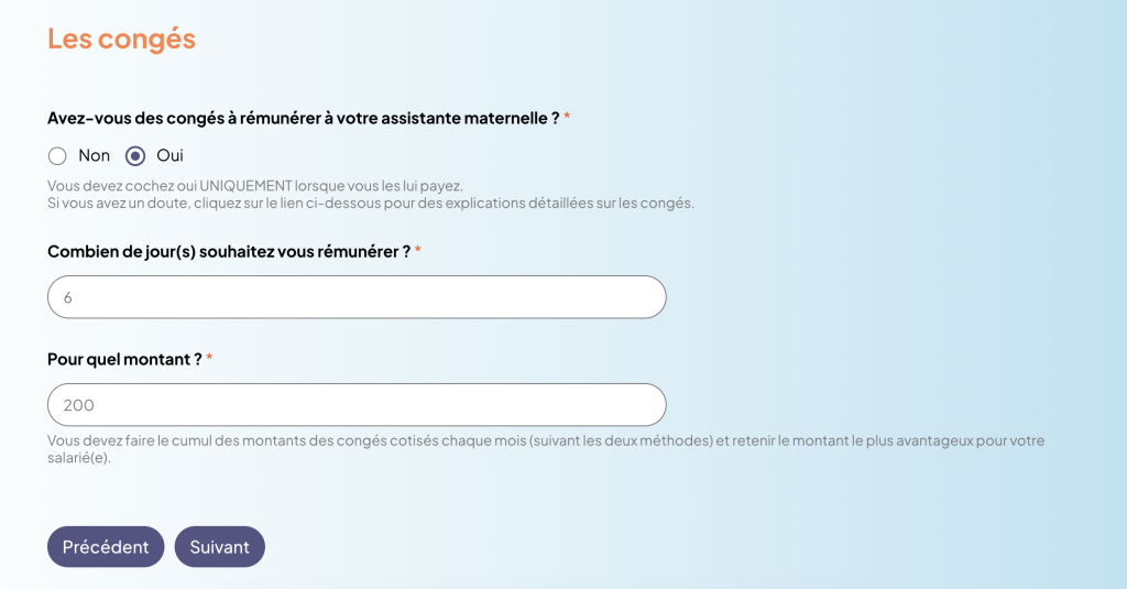 Exemple 2 de déclaration des congés payés